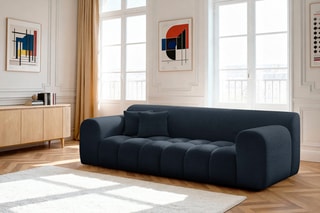 Canapé droit Melisse - Bleu marine - 3 places - En polyester