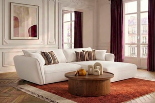 Canapé d’angle droit Luigi - Blanc - 3 places - En polyester