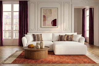 Canapé d’angle droit Luigi - Blanc - 3 places - En polyester