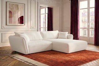 Canapé d’angle droit Luigi - Blanc - 3 places - En polyester