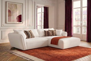 Canapé d’angle droit Luigi - Blanc - 3 places - En polyester