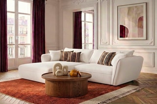 Canapé d’angle gauche Luigi - Blanc - 3 places - En polyester