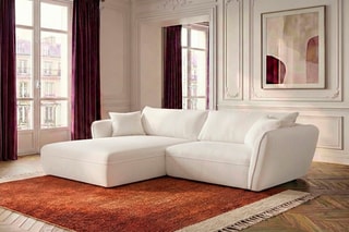 Canapé d’angle gauche Luigi - Blanc - 3 places - En polyester