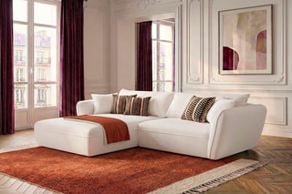 Canapé d’angle gauche Luigi - Blanc - 3 places - En polyester