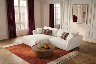 Canapé d’angle gauche Luigi - Blanc - 3 places - En polyester