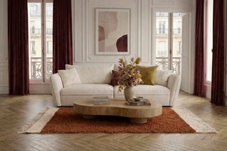 Canapé droit Luigi - Blanc - 3 places - En polyester