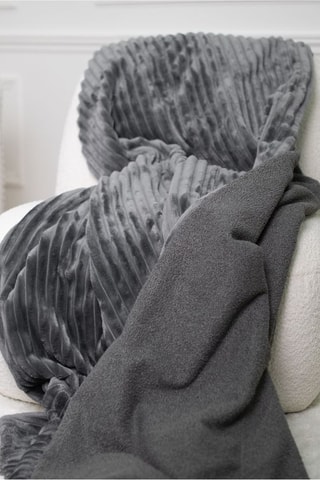 Plaid réversible Oslo - Gris foncé - 240 x 220 cm
