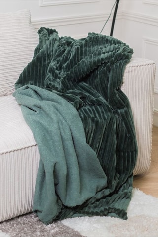 Plaid et 2 coussins réversibles Olso - Vert foncé