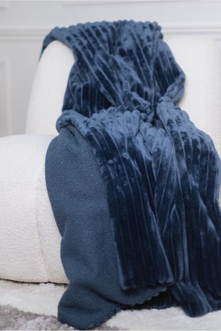 Plaid et 2 coussins réversibles Olso - Bleu marine