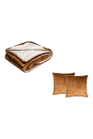 Plaid et 2 coussins réversibles Olso - Jaune