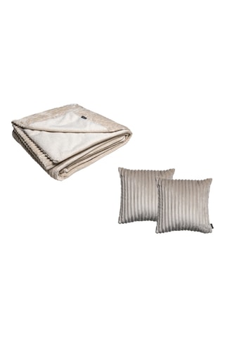 Plaid et 2 coussins réversibles Olso - Beige
