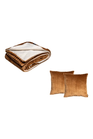 Plaid et 2 coussins réversibles Olso - Jaune