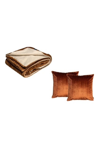 Plaid et 2 coussins réversibles Olso - Orange