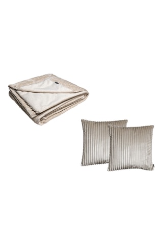 Plaid et 2 coussins réversibles Olso - Beige