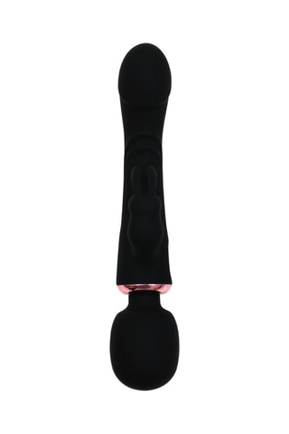 Vibromasseur 2-en-1 Rabbit & wand - Noir - 10 cm