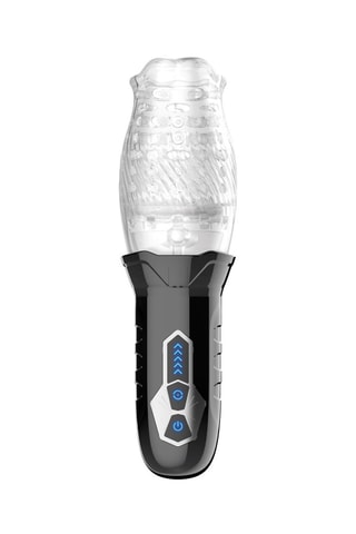 Masturbateur vibrant et rotatif Noir et transparent - 8 cm