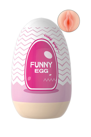 Gaine masturbatrice réutilisable funny egg  - Rose et blanc - 7 cm