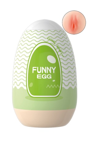 Gaine masturbatrice réutilisable funny egg  - Vert et blanc - 7 cm