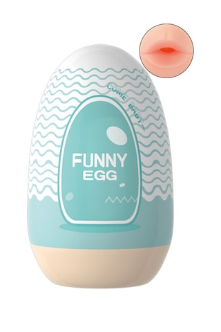 Gaine masturbatrice réutilisable funny egg  - Bleu et blanc - 7 cm