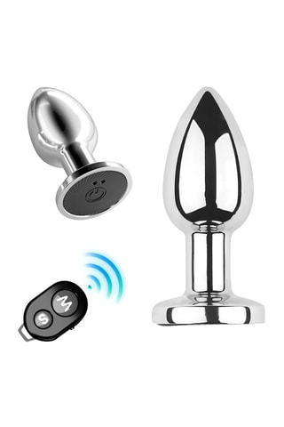 Plug anal vibrant avec télécommande - Argenté - 5 cm