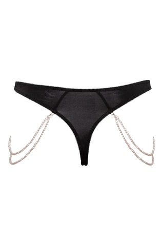 String avec dentelle et perles amovibles - Noir