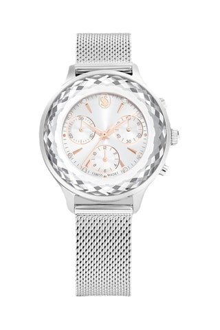 Montre en métal et acier - Chronographe - Argenté