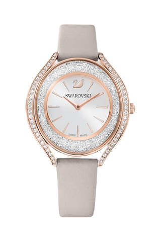 Montre en cuir de veau et doré à l'or rose Crystalline Aura