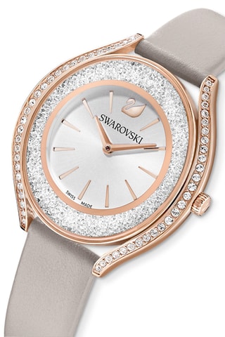 Montre en cuir de veau et doré à l'or rose Crystalline Aura