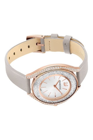 Montre en cuir de veau et doré à l'or rose Crystalline Aura