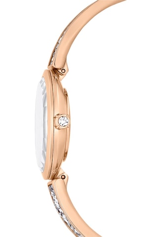 Montre à quartz en métal, dorée à l’or rose et Crystal Rock Oval
