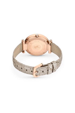 Montre à quartz en cuir de veau, dorée à l’or rose et Crystalline Wonder