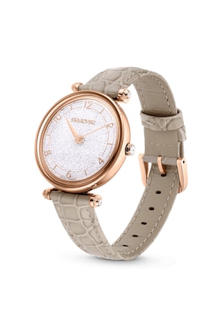 Montre à quartz en cuir de veau, dorée à l’or rose et Crystalline Wonder