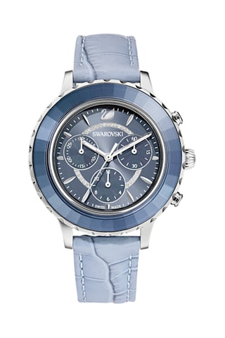 Montre à quartz en cuir de veau Octea Lux Chrono - Chronographe - Bleu clair et argenté
