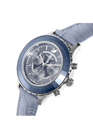 Montre à quartz en cuir de veau Octea Lux Chrono - Chronographe - Bleu clair et argenté