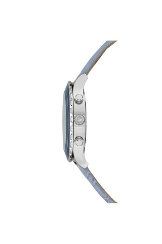 Montre à quartz en cuir de veau Octea Lux Chrono - Chronographe - Bleu clair et argenté