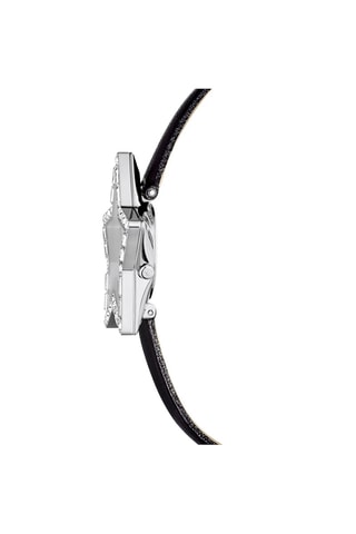 Montre à quartz en cuir Stella - Noir et argenté