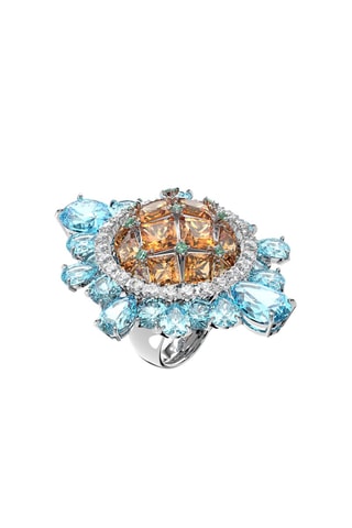Bague ornée de cristaux Swarovksi Curiosa - Bleu et orange