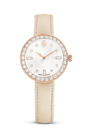 Montre à quartz en cuir de veau, dorée à l’or rose et Certa