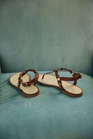 Sandalias de piel - Camel