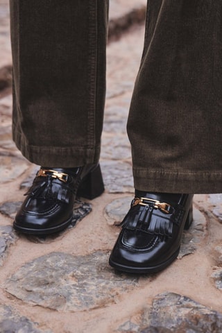 Mocasines de piel de tacón - Negro