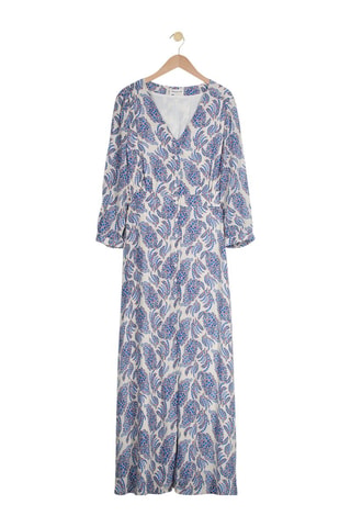 Vestido largo - Blanco y azul cobalto