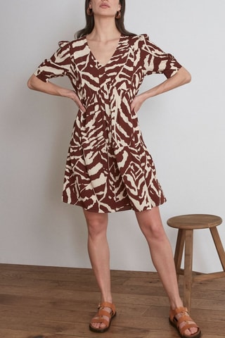 Vestido evasé - Marrón