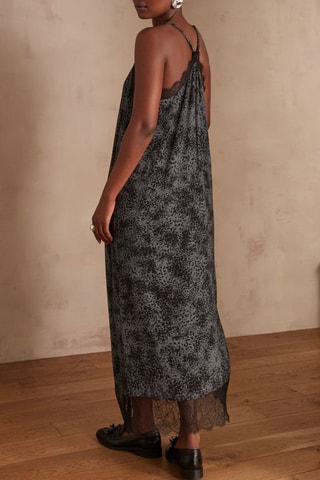 Vestido largo - Gris claro y negro