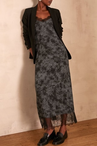 Vestido largo - Gris claro y negro