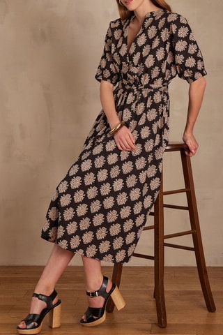 Robe midi - Noir et beige