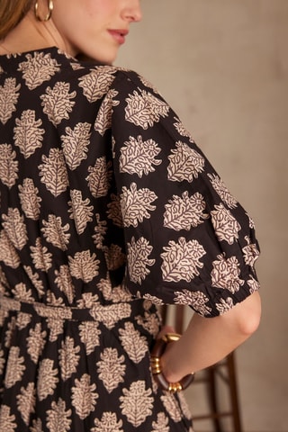 Robe midi - Noir et beige