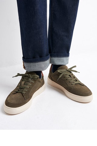 Sneakers platform in pelle - Kaki