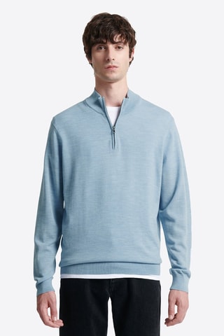 Maglia in lana merino - Celeste melange