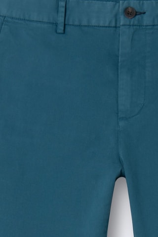 Pantaloni slim in cotone bio - Petrolio