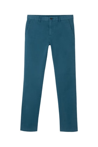 Pantaloni slim in cotone bio - Petrolio